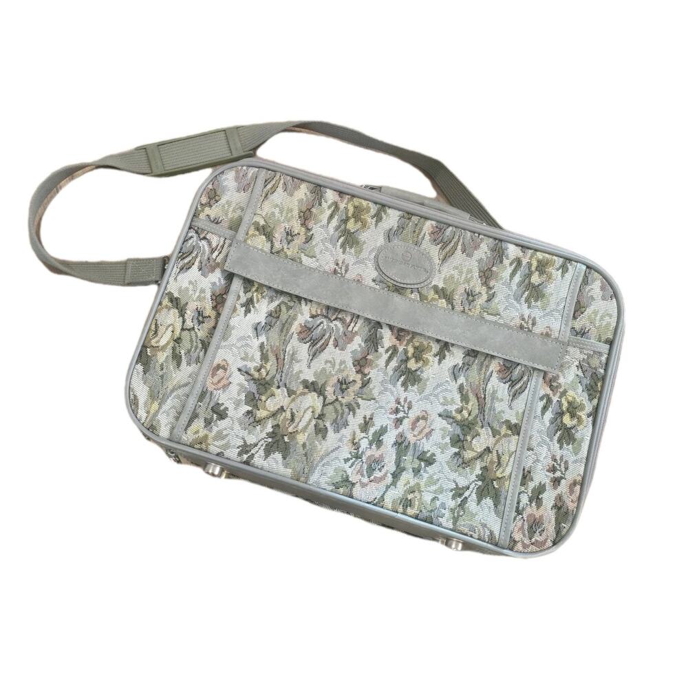 Vintage Gray Pink Floral American‎ Flyer Tapestry Travel Weekender Suitcase Bag